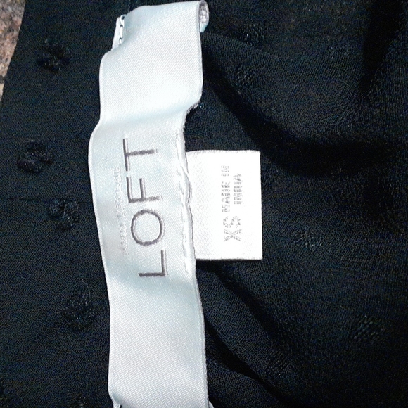 LOFT Black Bow Tie Button Up Short Sleeve Blouse,Size XS - Picture 2 of 3